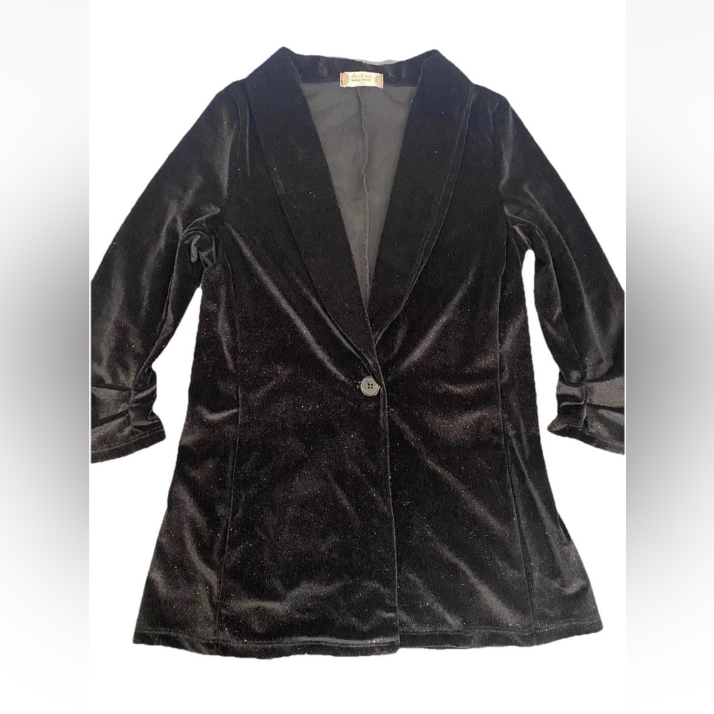 Altar'd State Velour FLEXIBLE Blazer Jacket XS Shimmer Velvet Ruched Sleeve